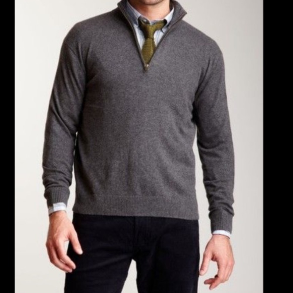 Faconnable Half zip wool sweater grey size L